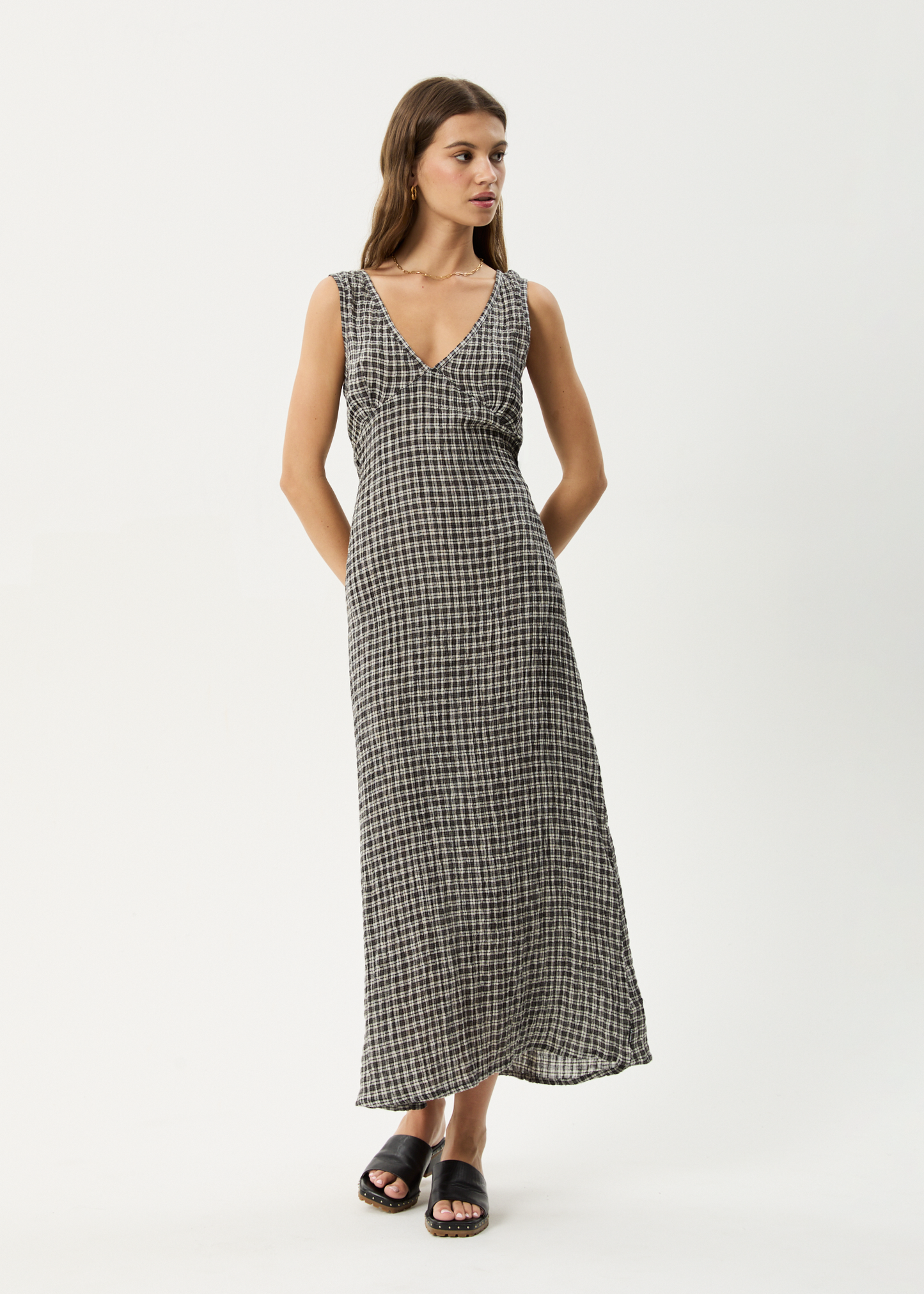 Rayrush Womens Asta - Seersucker Maxi Dress - Steel Check