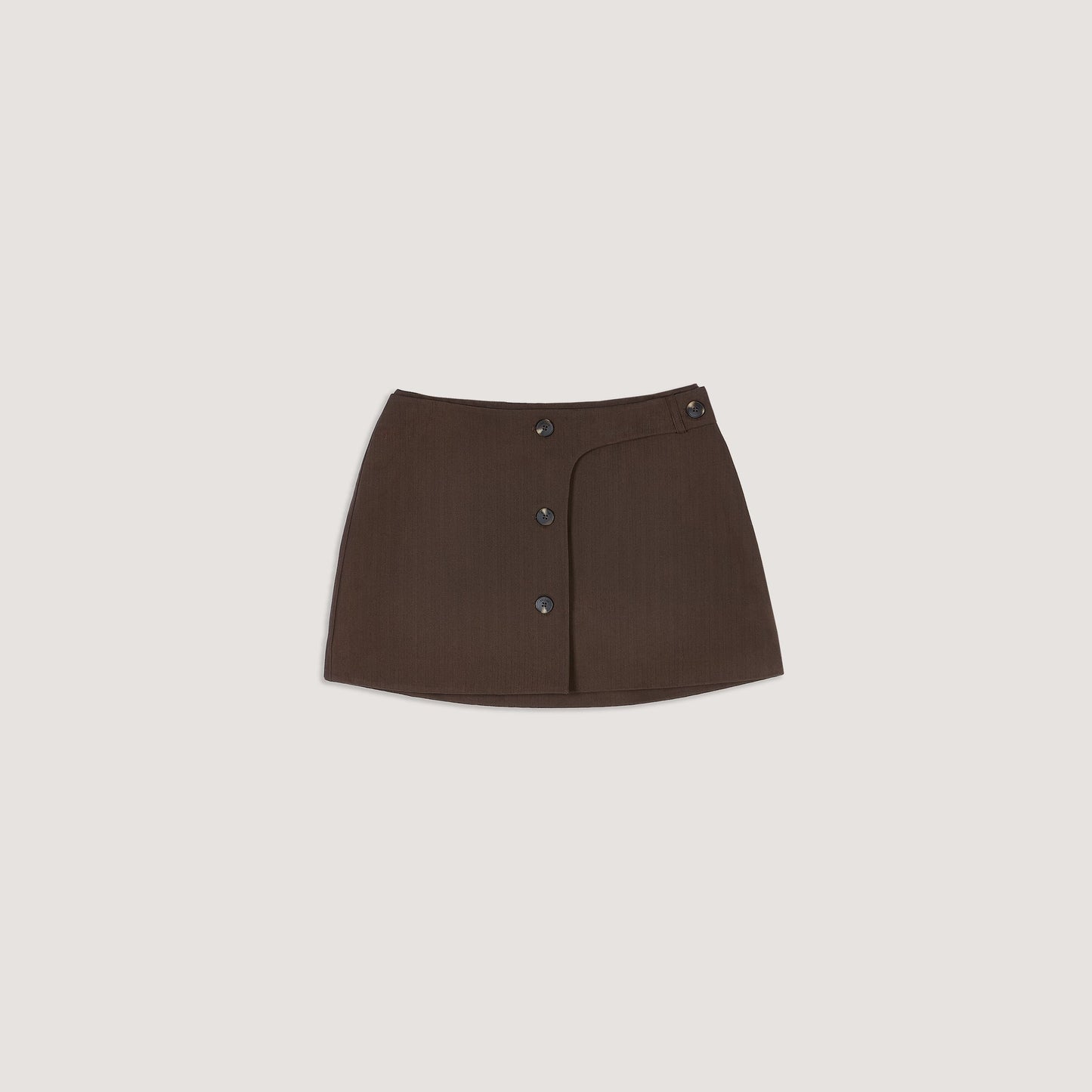 Button Detail Mini Skirt - Dark Brown