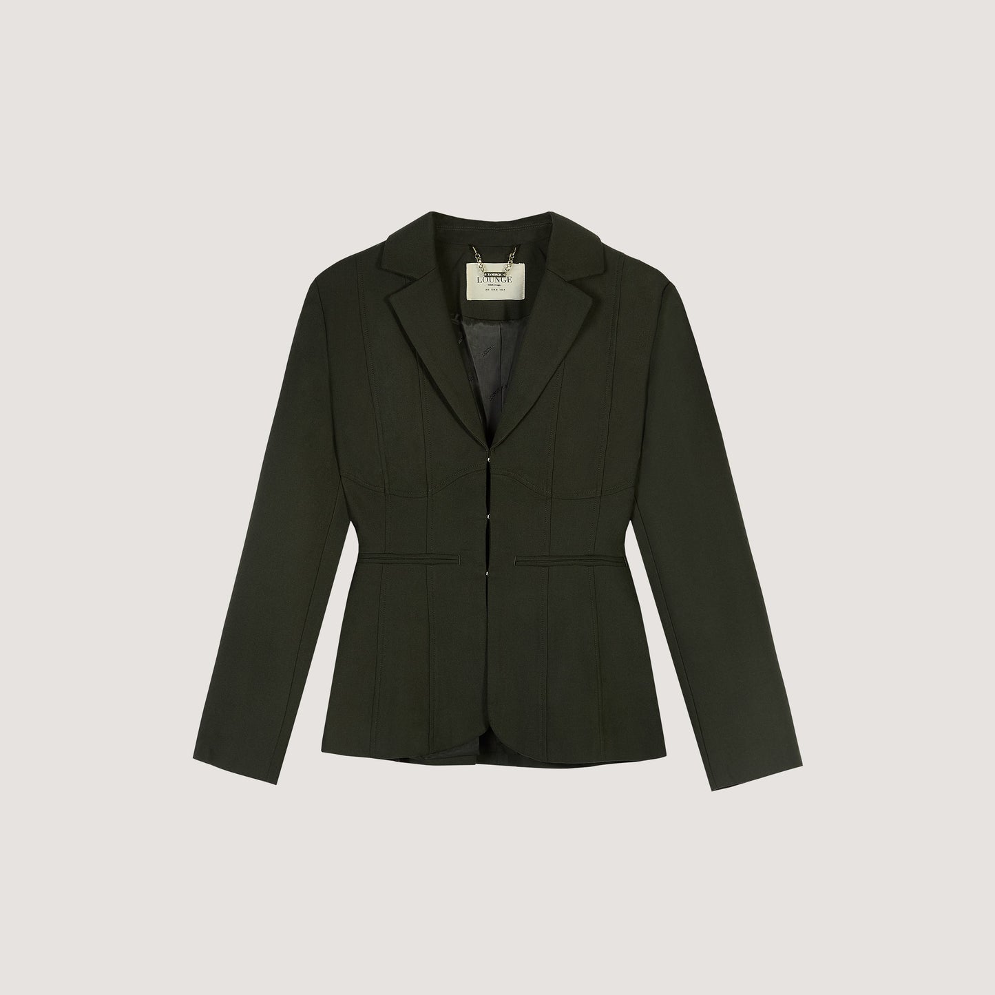 Seam Detail Fitted Blazer - Dark Green