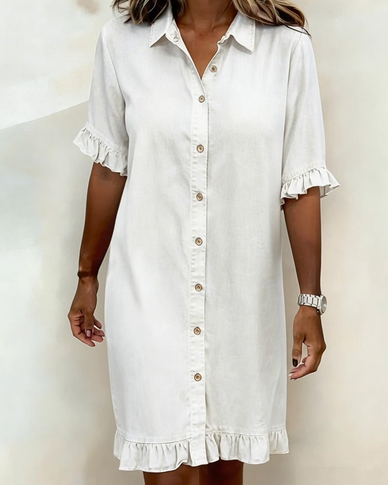 Sansa® | Comfortable Denim Dress with Flattering Rubbing