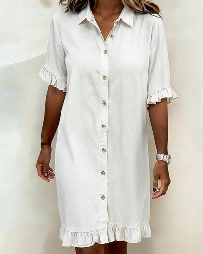 Sansa® | Comfortable Denim Dress with Flattering Rubbing