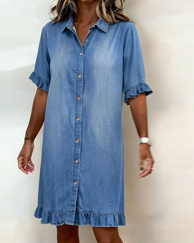 Sansa® | Comfortable Denim Dress with Flattering Rubbing