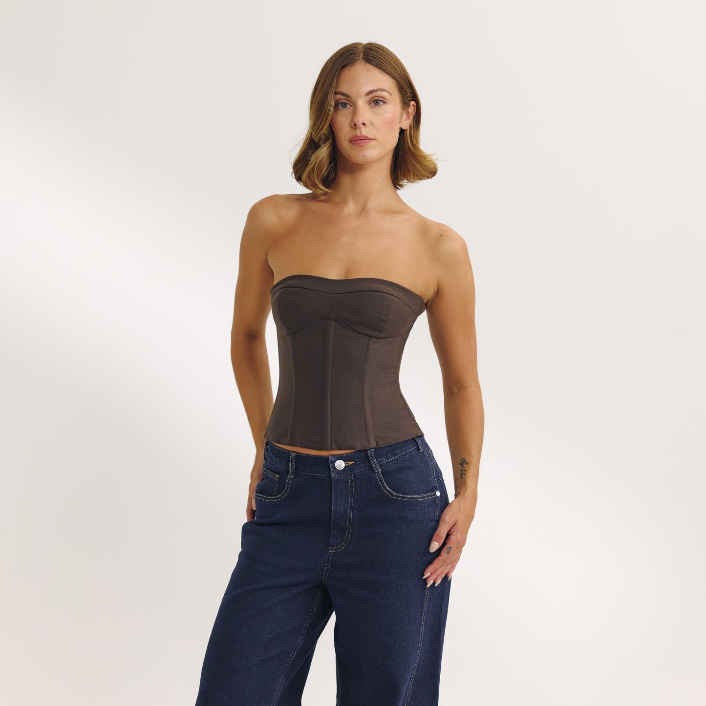 Bandeau Corset Top - Dark Brown