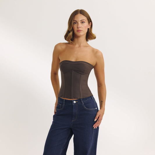 Bandeau Corset Top - Dark Brown