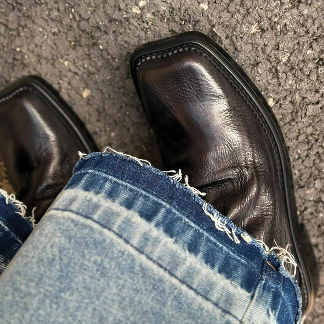 Suede square toe boots