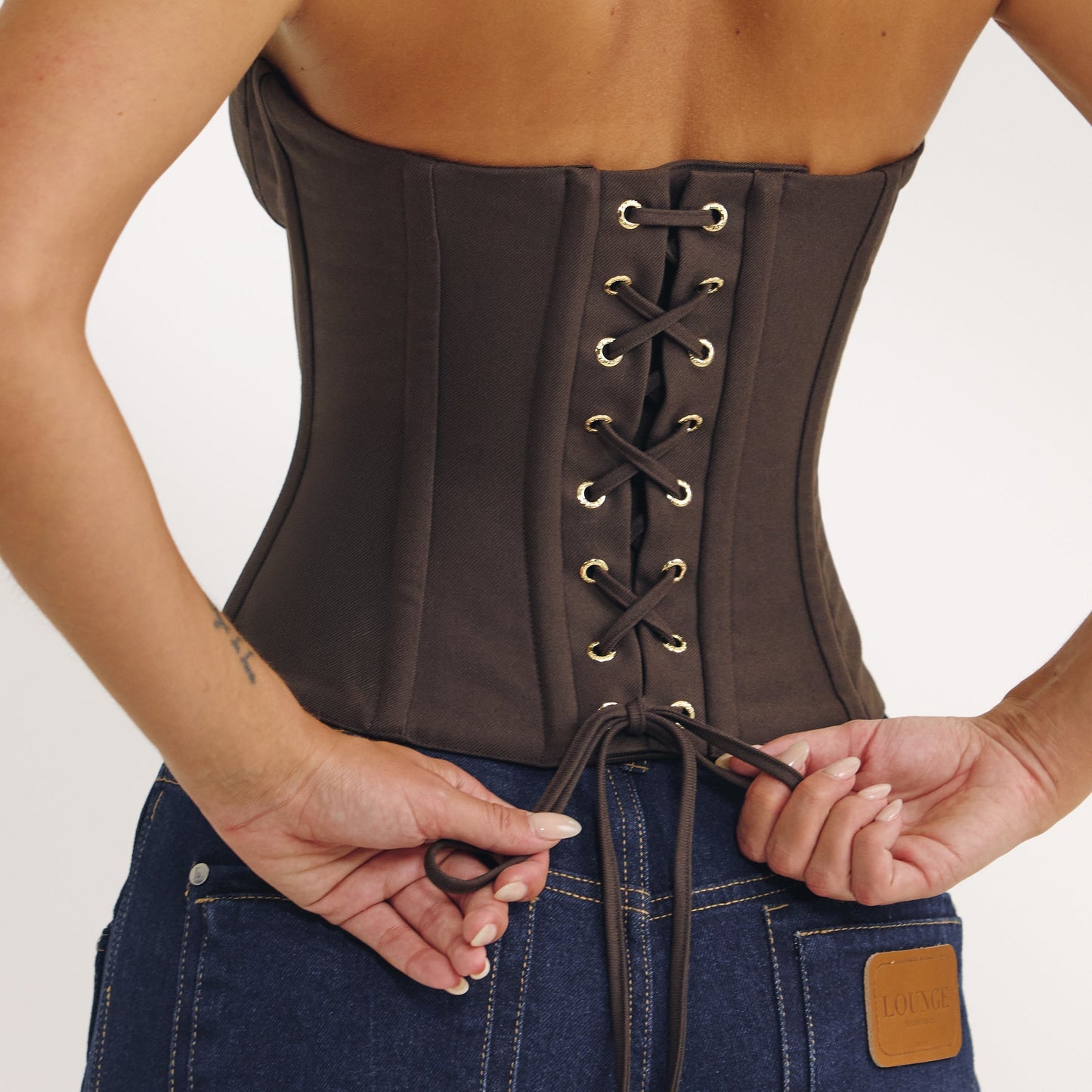 Bandeau Corset Top - Dark Brown