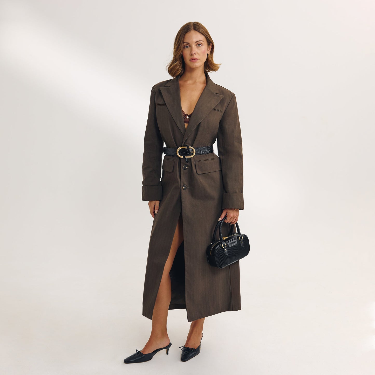 Oversized Longline Blazer - Dark Brown