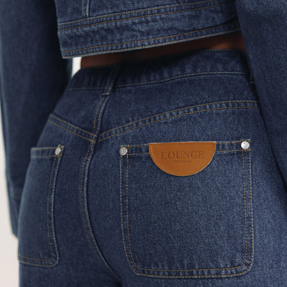 High-Waisted Wide-Leg Jeans - Blue