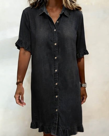 Sansa® | Comfortable Denim Dress with Flattering Rubbing