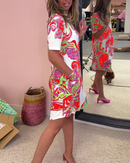 ARIA PRINTED SHIFT DRESS