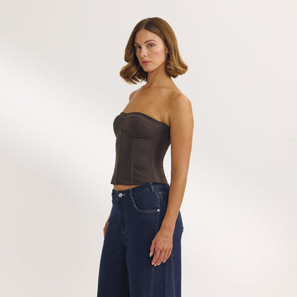 Bandeau Corset Top - Dark Brown