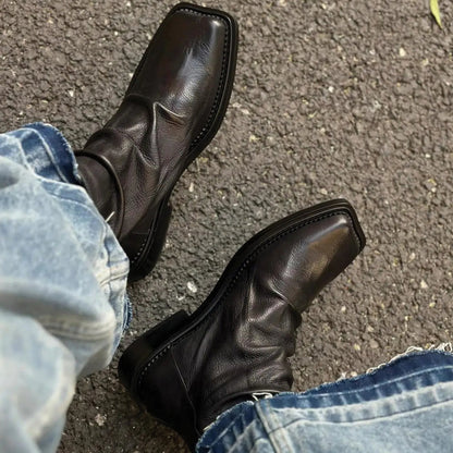 Suede square toe boots