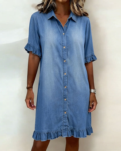 Sansa® | Comfortable Denim Dress with Flattering Rubbing