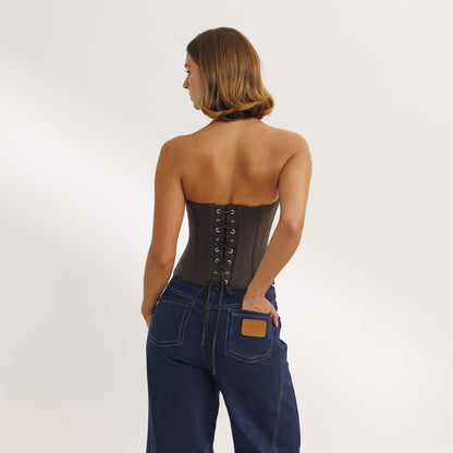 Bandeau Corset Top - Dark Brown