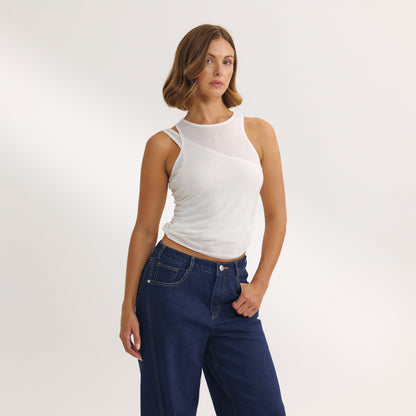 Layered Tank Top - White