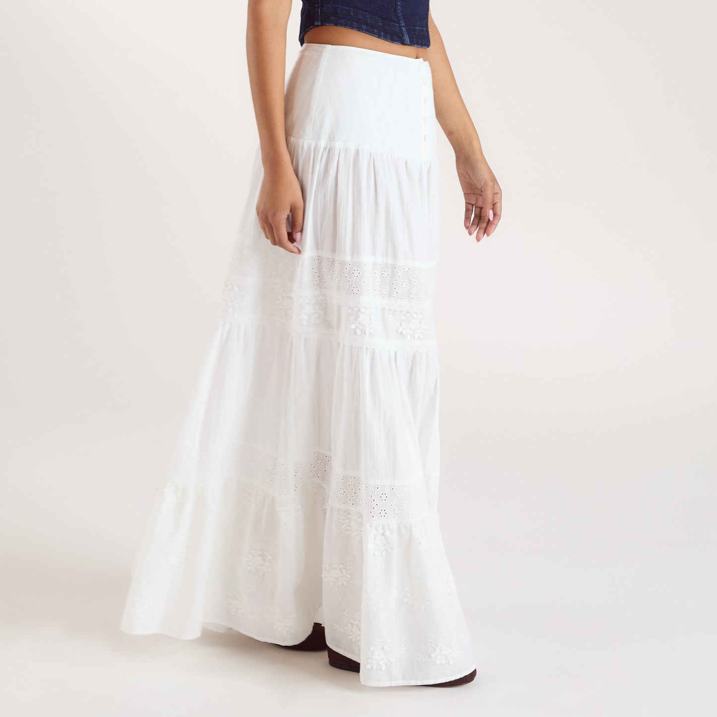 Tiered Maxi Skirt - White