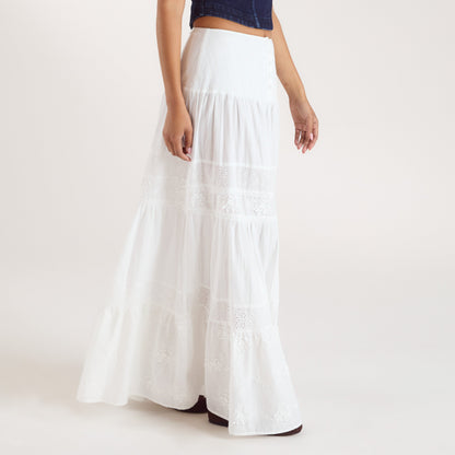 Tiered Maxi Skirt - White