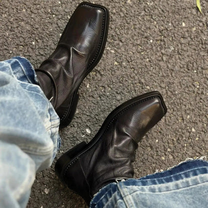 Suede square toe boots