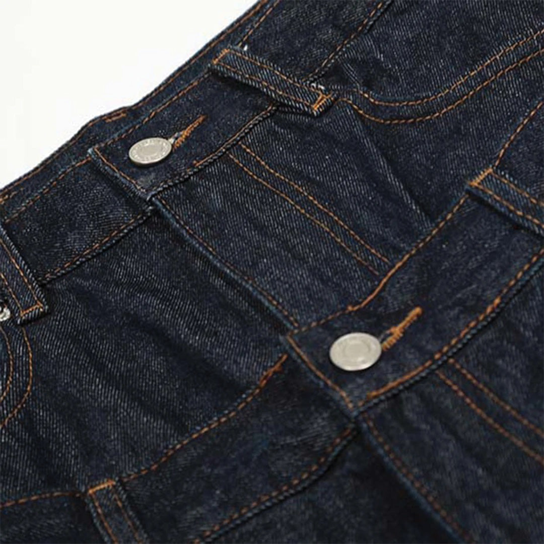 Flared jeans with distressed tassels