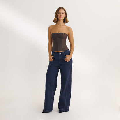 Bandeau Corset Top - Dark Brown