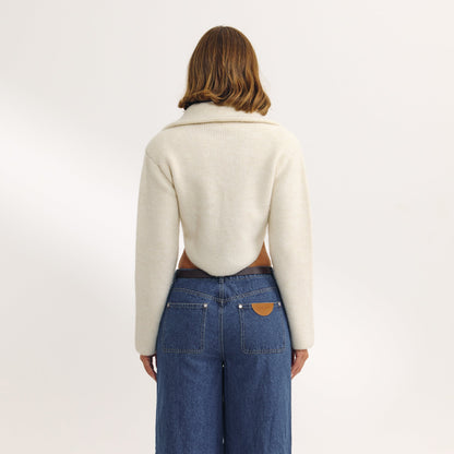 Structured Knitted Jacket - Cream