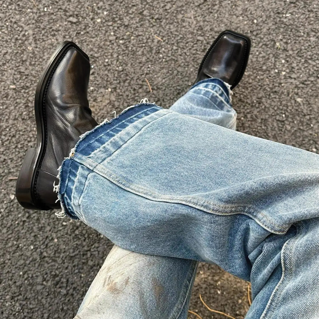 Suede square toe boots