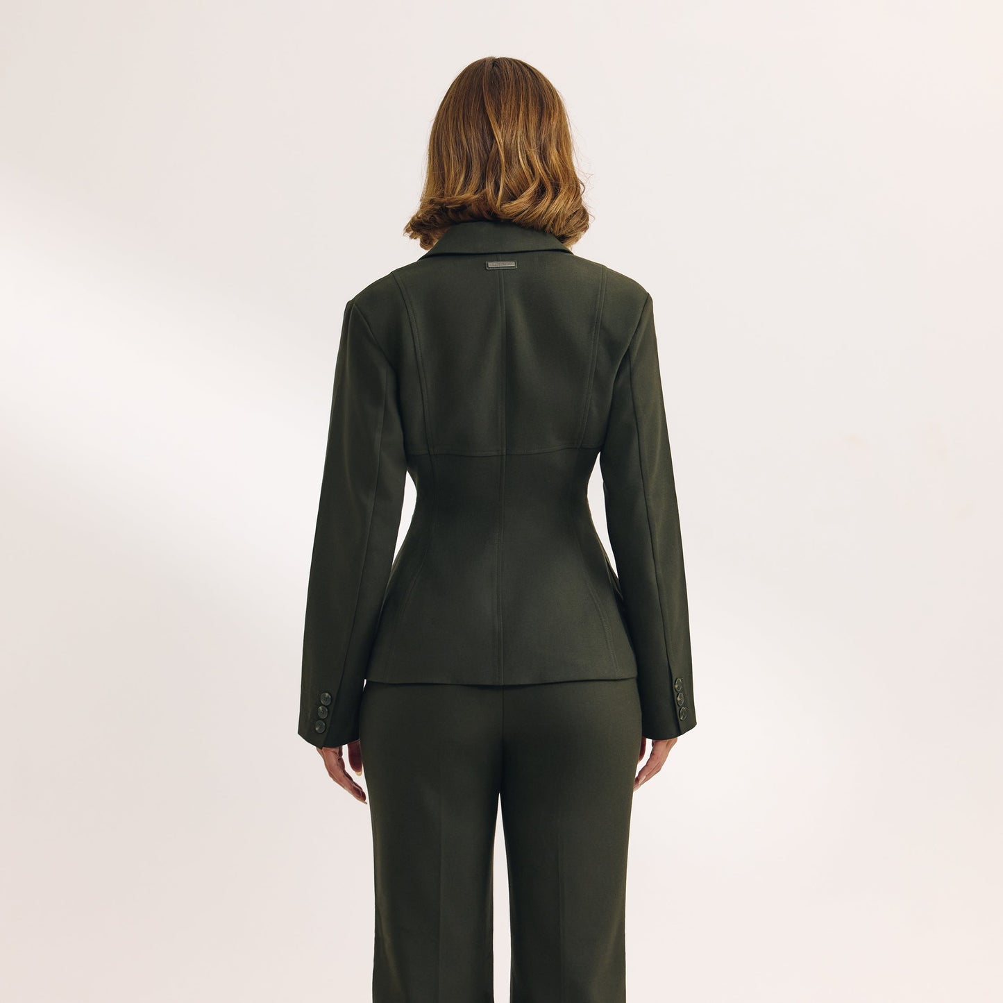 Seam Detail Fitted Blazer - Dark Green