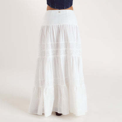 Tiered Maxi Skirt - White
