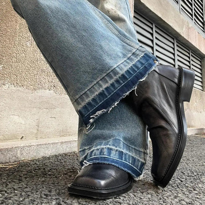 Suede square toe boots