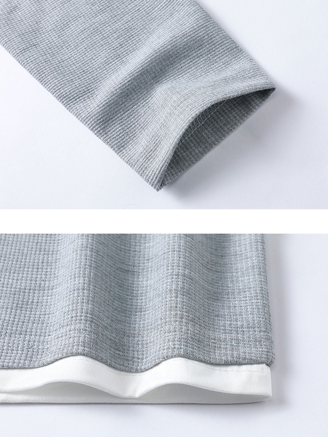 Relax Fit Long Sleeve 2 In 1 Waffle T-Shirt