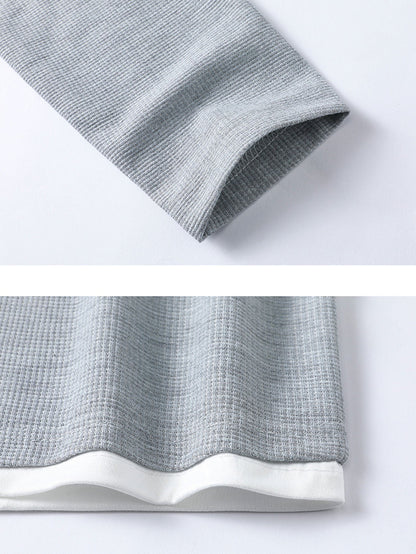 Relax Fit Long Sleeve 2 In 1 Waffle T-Shirt