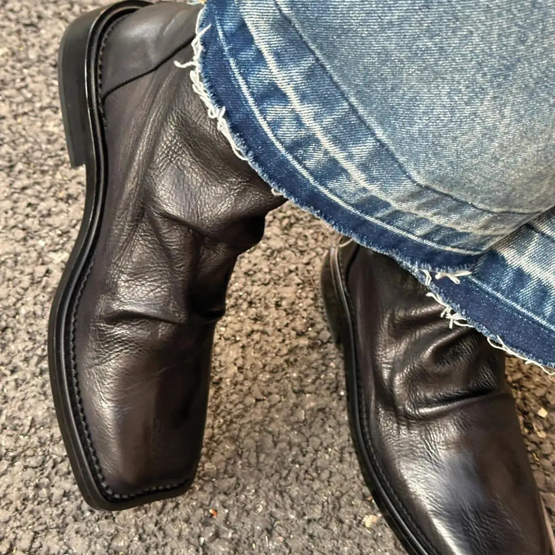 Suede square toe boots