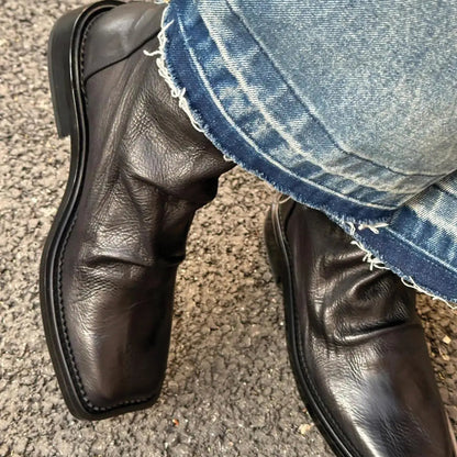 Suede square toe boots