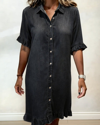 Sansa® | Comfortable Denim Dress with Flattering Rubbing