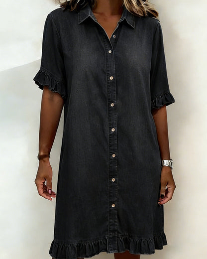 Sansa® | Comfortable Denim Dress with Flattering Rubbing
