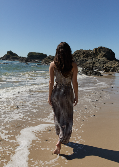 Rayrush Womens Base - Seersucker Maxi Dress - Coffee Check