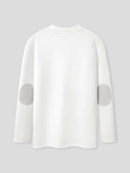 Modal Blend Elbow Patch Long Sleeve Tee:Slim Fit