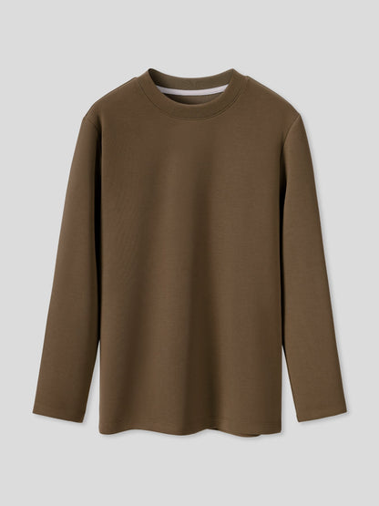 Modal Blend Elbow Patch Long Sleeve Tee:Slim Fit
