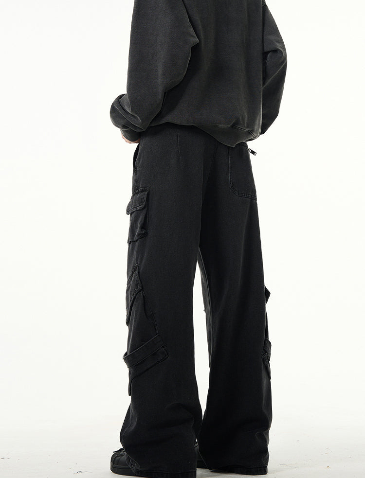 MADWITCH Kuro Denim Strap Cargo Pants
