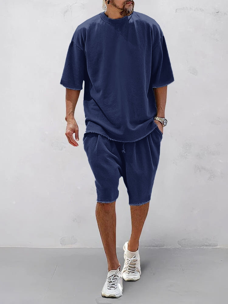 Casual Loose Fit Solid Sports Sets