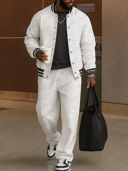 Classic Striped Trim Jacket Pants Set