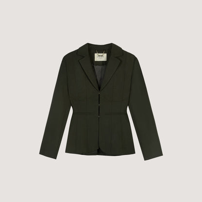 Seam Detail Fitted Blazer - Dark Green