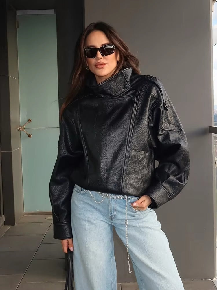 Carla asymmetrical leather jacket