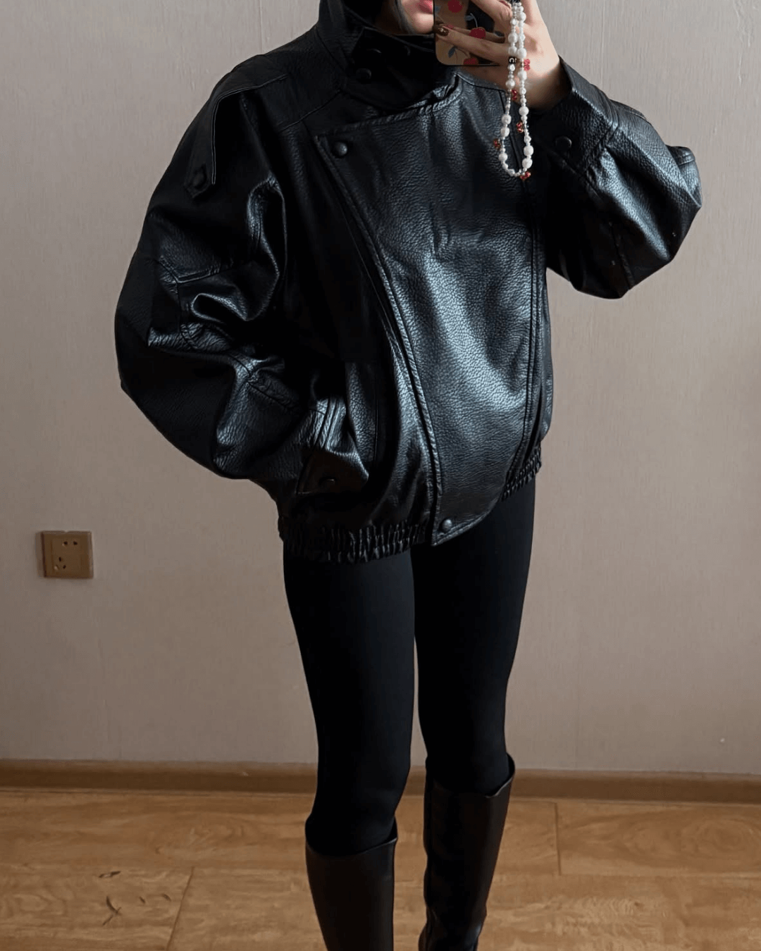 Carla asymmetrical leather jacket