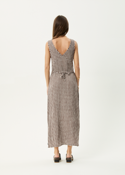 Rayrush Womens Base - Seersucker Maxi Dress - Coffee Check
