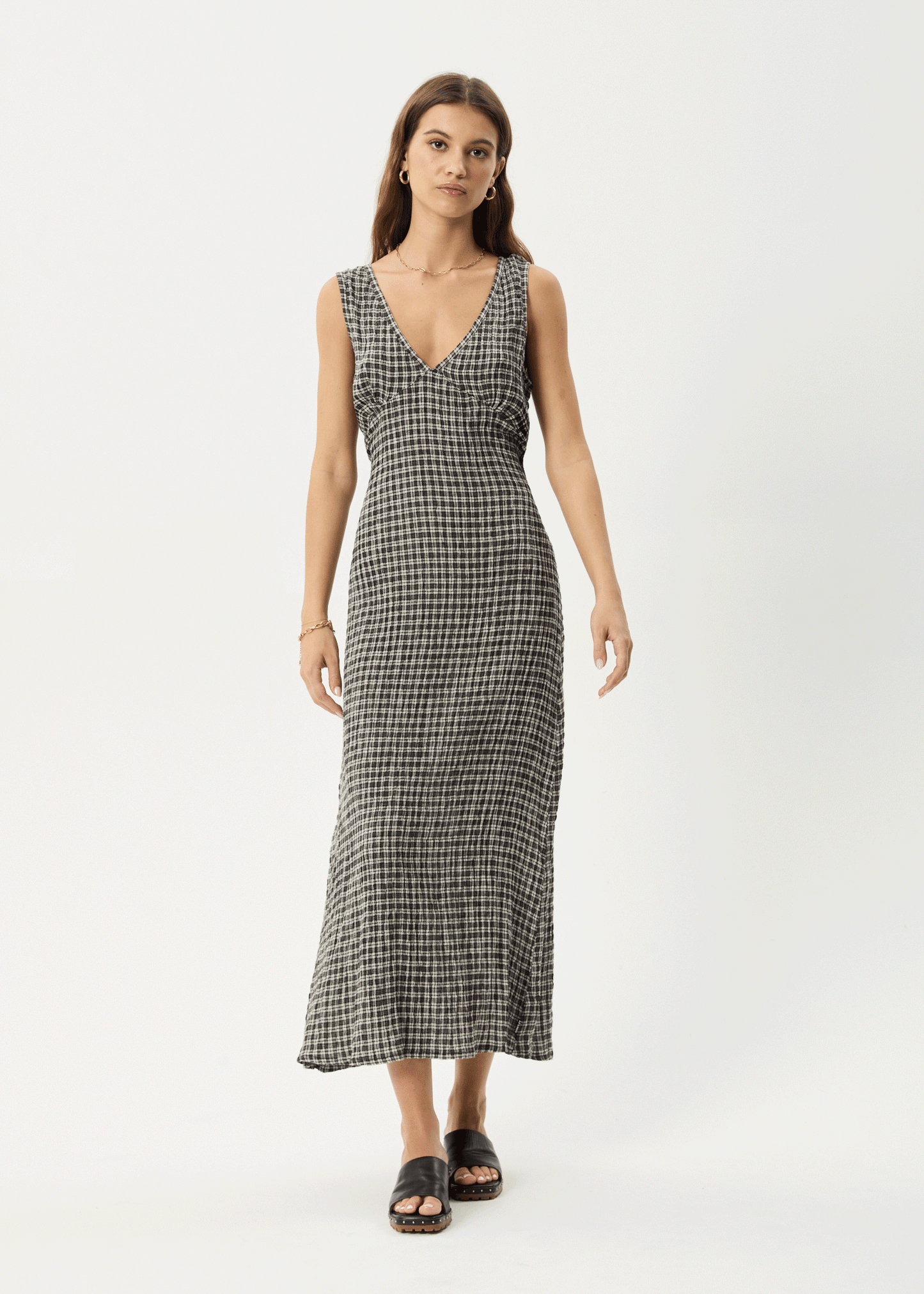 Rayrush Womens Asta - Seersucker Maxi Dress - Steel Check