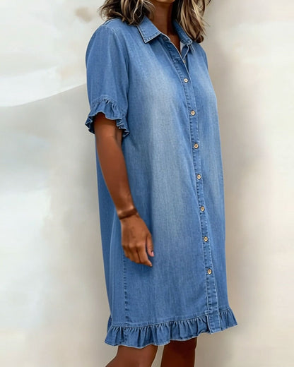 Sansa® | Comfortable Denim Dress with Flattering Rubbing