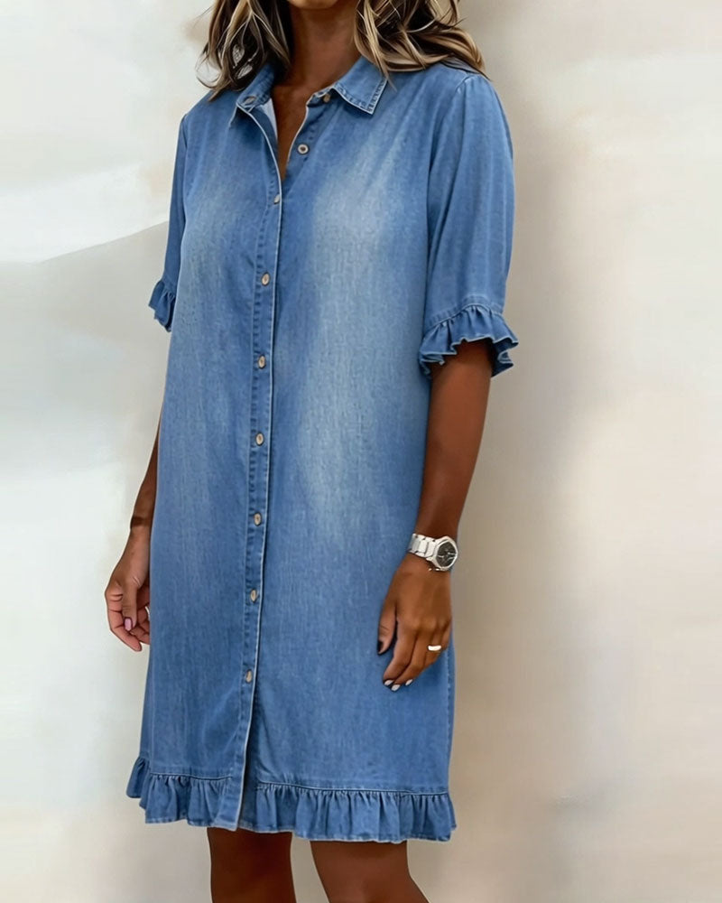 Sansa® | Comfortable Denim Dress with Flattering Rubbing