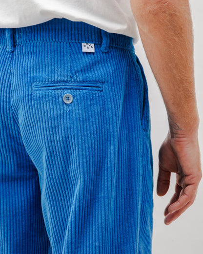 Corduroy Pleated Chino Pants Blue - Sansa London