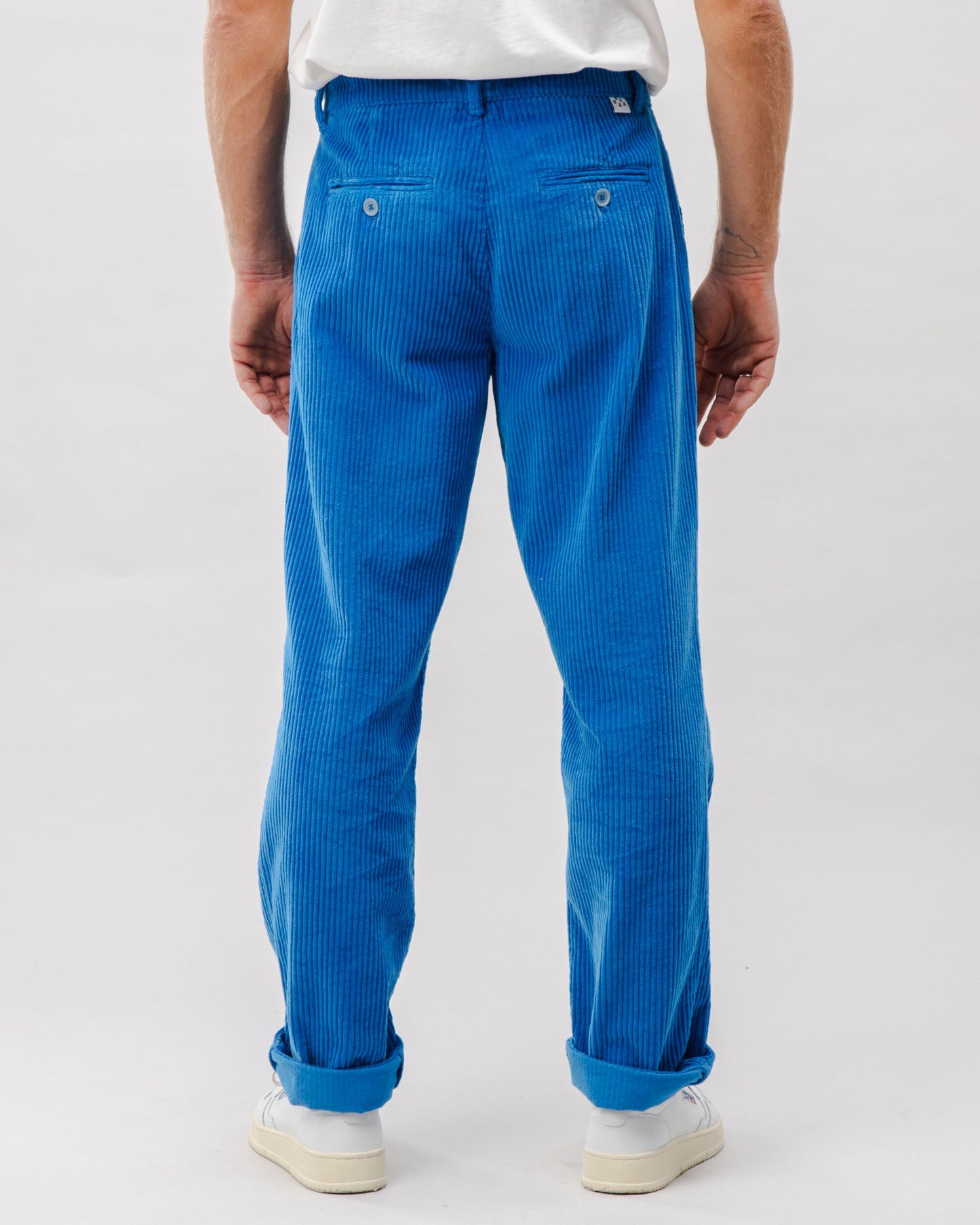 Corduroy Pleated Chino Pants Blue - Sansa London